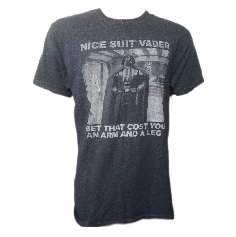 Gray Star Wars Darth Vader Fun Graphic T-Shirt- Sz M